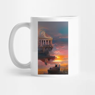 Peach Sunset Library island | National library week Mug